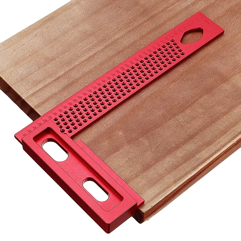 L-Type 160/200mm Aluminum Alloy Woodworking Square - Metric Ruler & Scriber