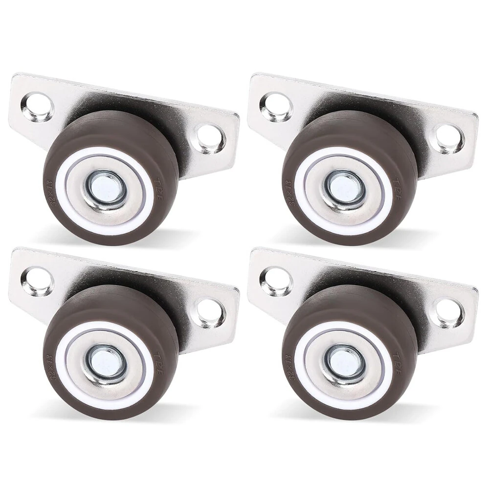 Small Side Mount Caster Wheels 1.25 Inch | Set of 4 Rubber Rigid Casters | 140 LB Capacity Non-Marking