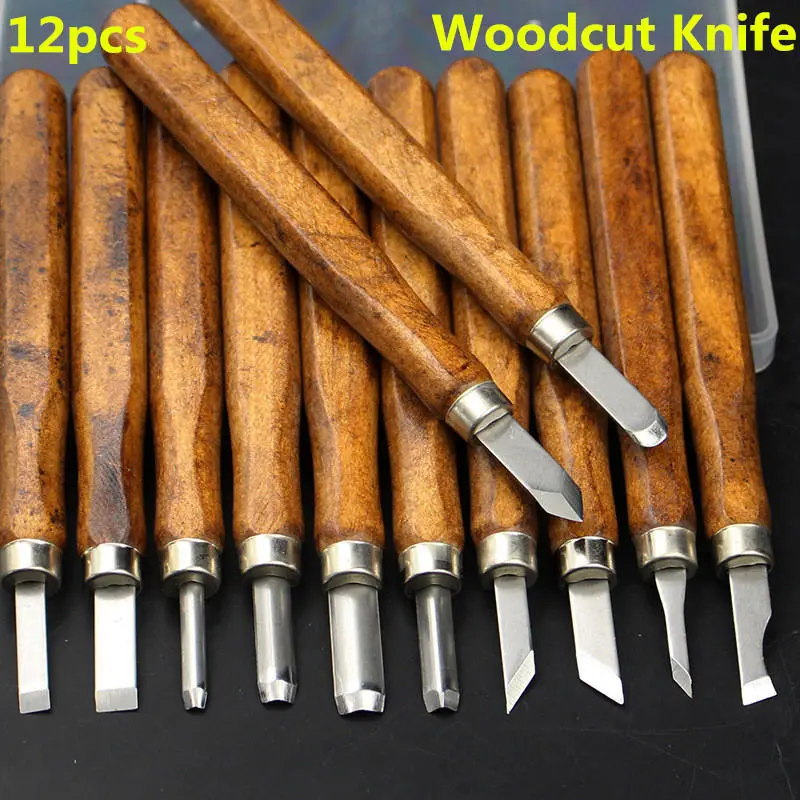 12pcs Multifunction Wood Carving Chisel Set - Handmade Tool for Woodworking