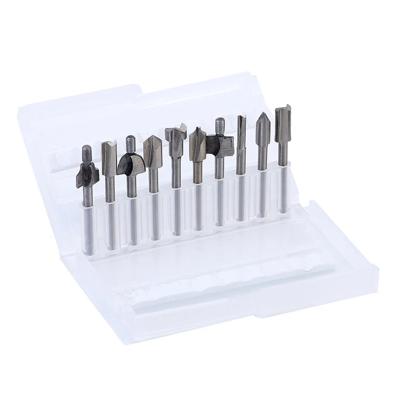 20pcs White HSS Rotary Router Bits - Trimming Knife & Burr Set for Woodworking