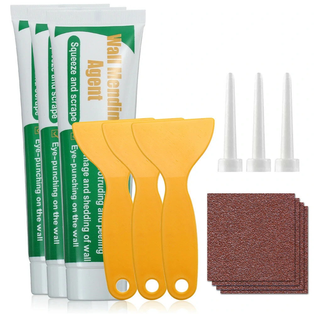 3pcs Wall Mending Agent | Drywall Patch Repair Kit with Scraper & Sandpaper
