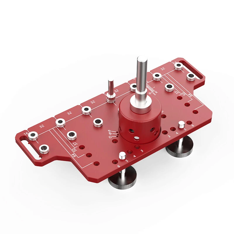 ENJOYWOOD Shelf Pin Jig & Hinge Jig 2-in-1 | All Metal Drill Guide with 7 Bits