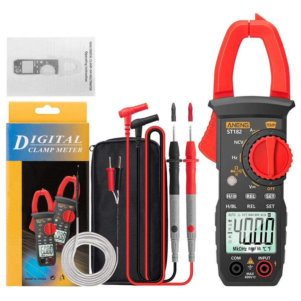 ANENG ST182 Digital Clamp Meter - AC/DC Voltage Tester, Capacitance NCV Hz