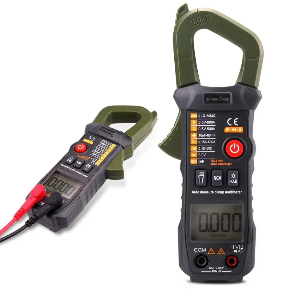 Borbede Digital Clamp Meter - 6000 Counts AC/DC, Capacitance & NCV Tester