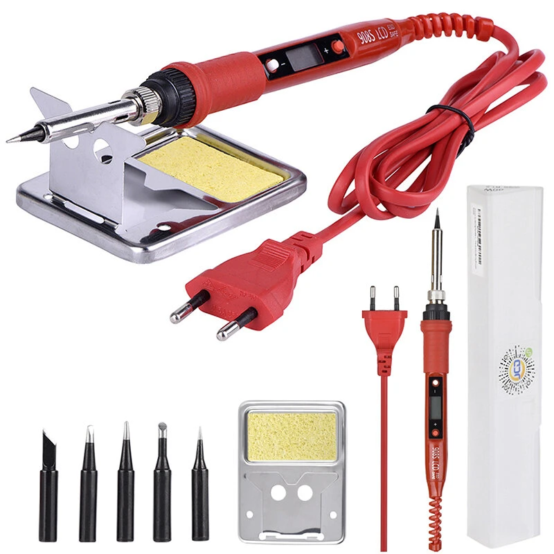 JCD 908S 80W LCD Soldering Iron - 220V Adjustable Temperature with Tips