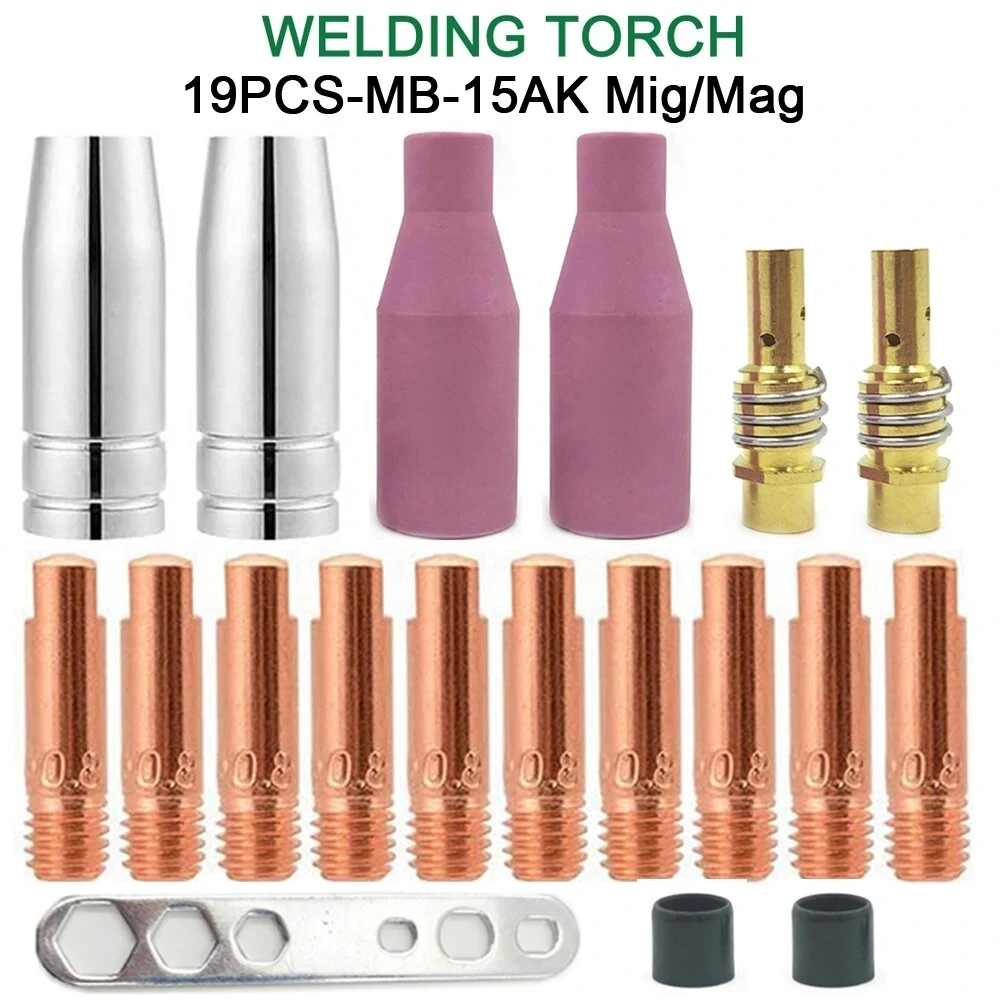 Binzel MB-15AK Mig Welding Torch Kit - 19Pc Consumables | Nozzles & Tips