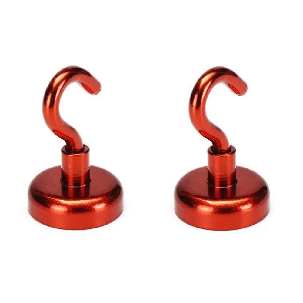 Effetool 2pcs 25mm 22KG Magnetic Hooks - Neodymium Magnet Red Hook Holder