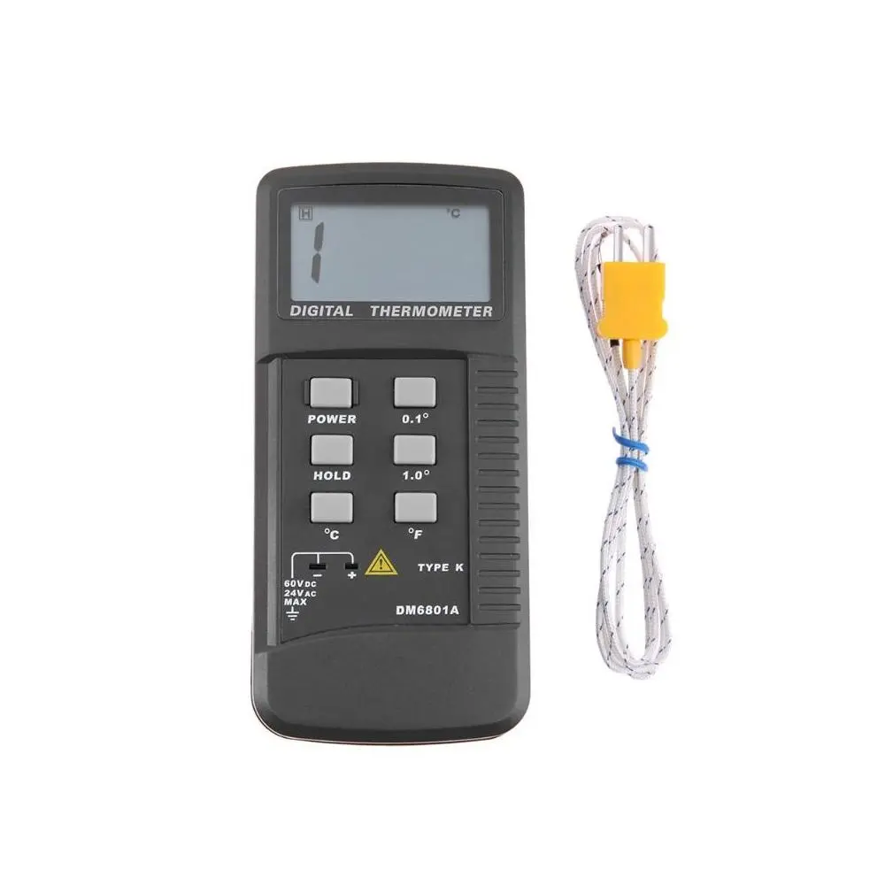 DM6801A Portable Digital Thermometer -50°C~1300°C with K-Type Sensor | LCD Display