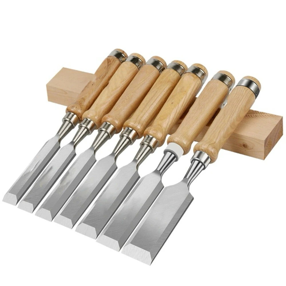 High Carbon Steel Woodworking Chisel Set 8pcs - 10-38mm Sharp Blades | Professional