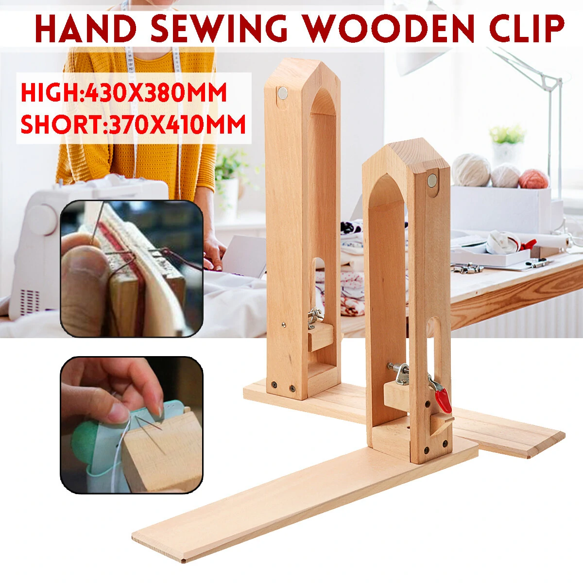 Leather Craft Sew Wooden Clip Stamp Stitching Tool | Hand Adjustable Clamp DIY