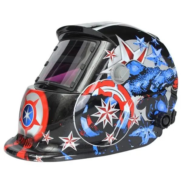 Solar Welder Mask Helmet - Auto Darkening Electric Welding Helmet - Captain America Pattern