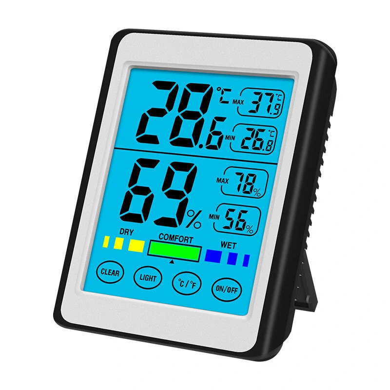 CH-914 Digital Thermometer Hygrometer - Touch Screen Display - Indoor Temperature Humidity Meter