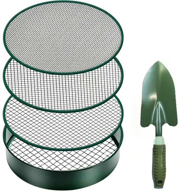 Soil Sifter Sieve - 4 Interchangeable Meshes for Compost & Dirt - 30cm Shovel