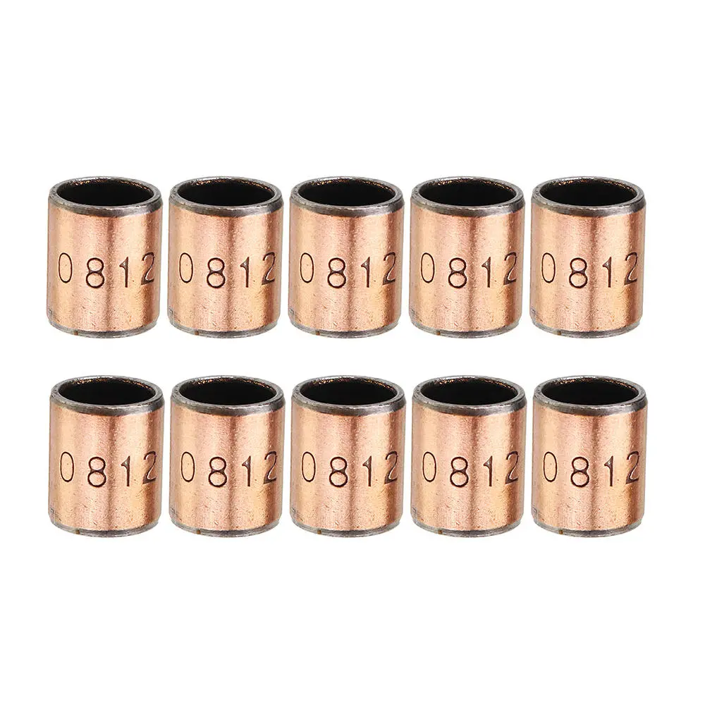 Machifit 10pcs 8x10x12mm Ball Bearing Bushing - Copper Alloy Bearing