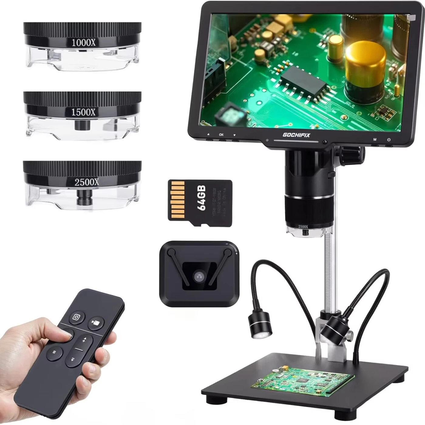 GOCHIFIX 10.1 2K Digital Microscope | 2X-2500X Magnification for Soldering & Coin Inspection