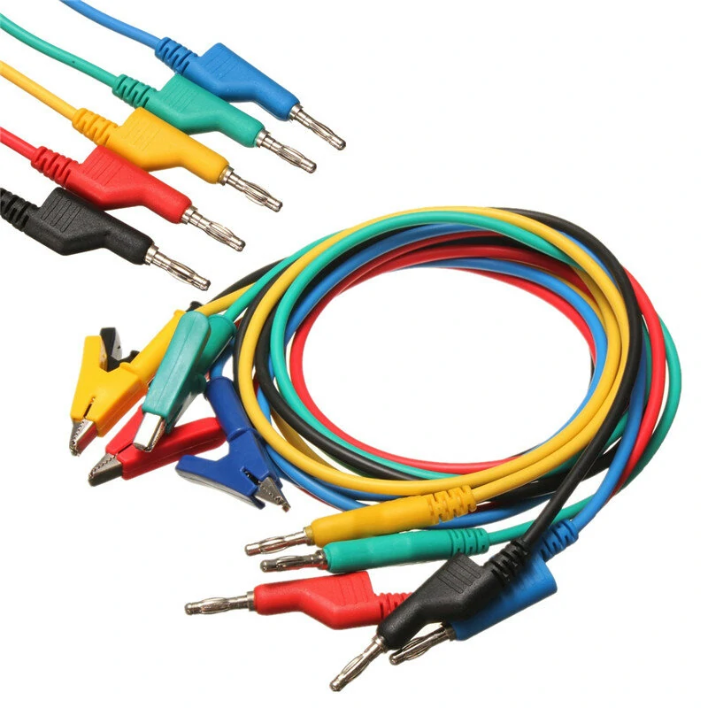 DANIU 5Pcs 1M 4mm Silicone Test Leads | Banana Plug to Alligator Clip Cable
