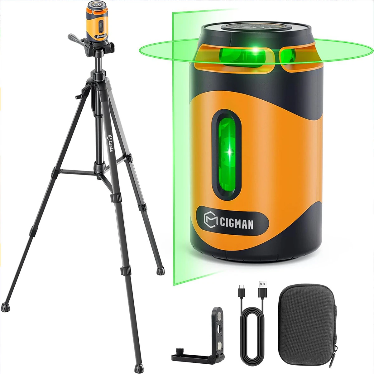 CIGMAN CM-505 Green Laser Level 360 Self-Leveling | 100Ft Range | Rechargeable