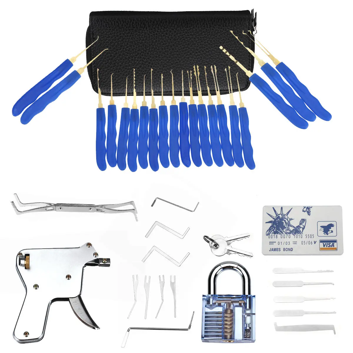 40Pcs Lock Pick Set - 15-Piece Training Unlock Tool Kit for Skill Practice