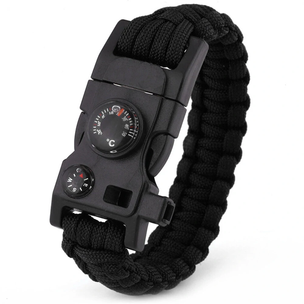 Multi-Functional Survival Paracord Bracelet | Fire-Stone, Compass & Whistle | 3.2m 7-Core for Outdoor Emergency