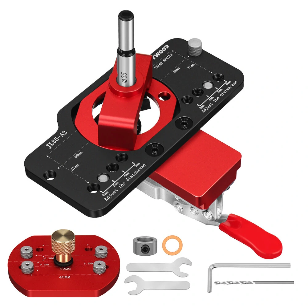 ENJOYWOOD 35MM Hinge Boring Jig with Clamp | Cabinet Door Installation Tool