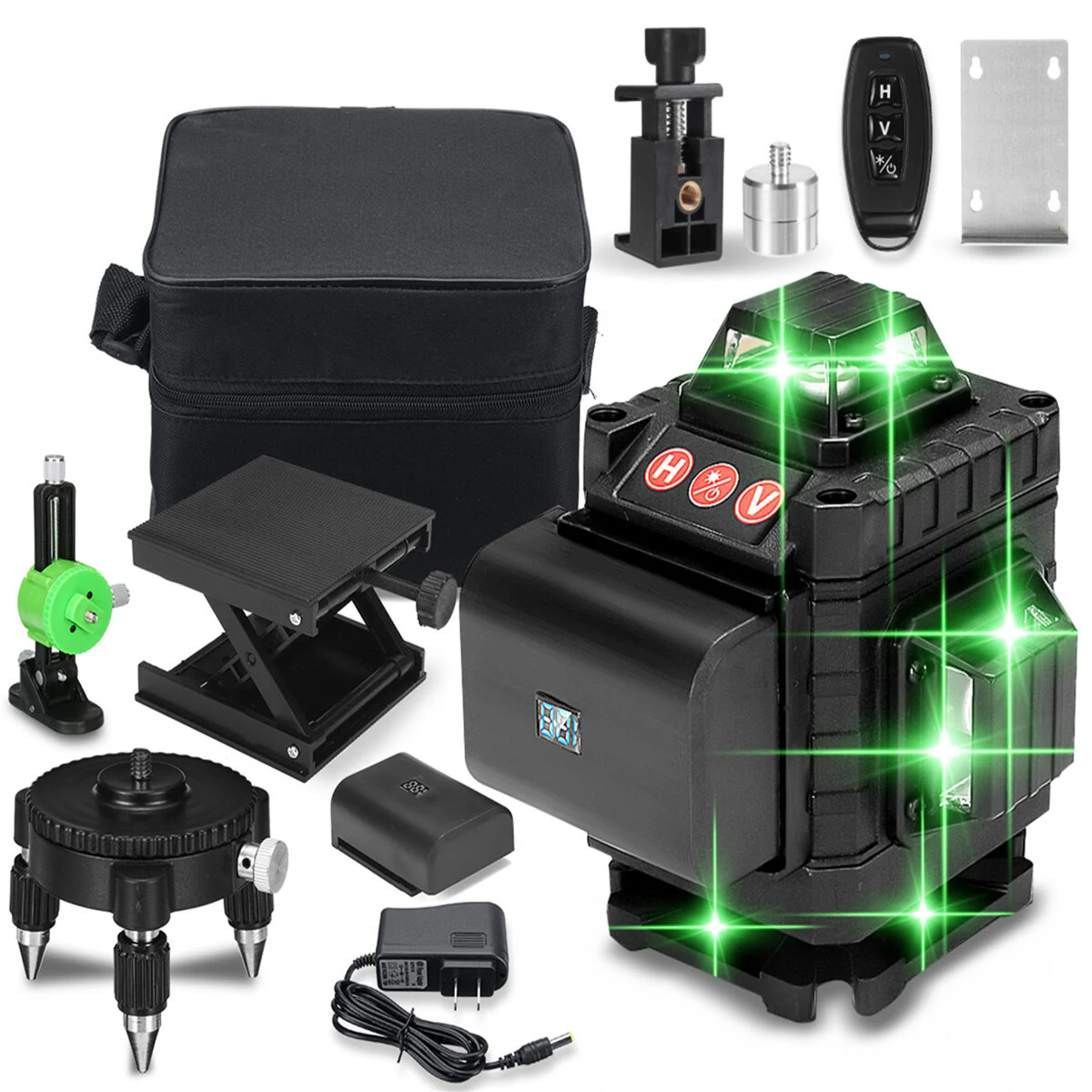 Green Self-Leveling Laser Level | 8/12/16 Line Cross 360° | Auto Alignment