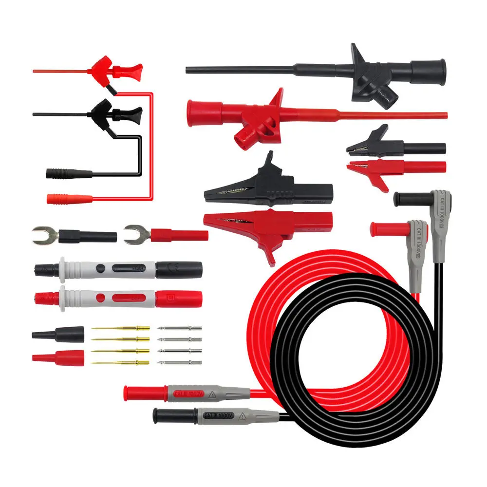P1300E Replaceable Multimeter Probe Kit - 4mm Banana Plug & Alligator Clip Test Leads