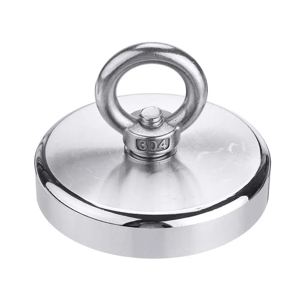 D90mm 400Kg Neodymium Recovery Magnet - Strong Hook with Diving Rope for Metal Detecting