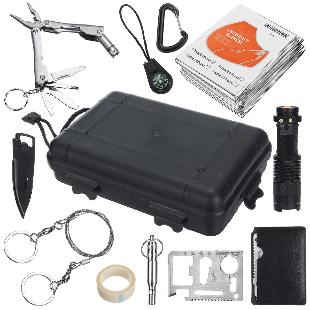 SOS Emergency Survival Kit - 11-in-1 Tactical Gear for Camping & Hiking