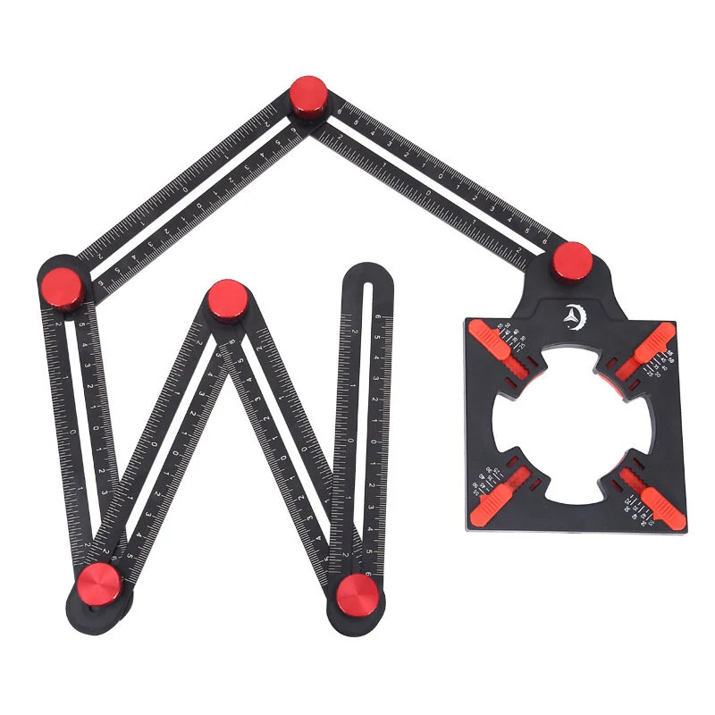 6 Folding Aluminum Alloy Ruler - Multi-Angle Measurement & Tile Positioning Tool