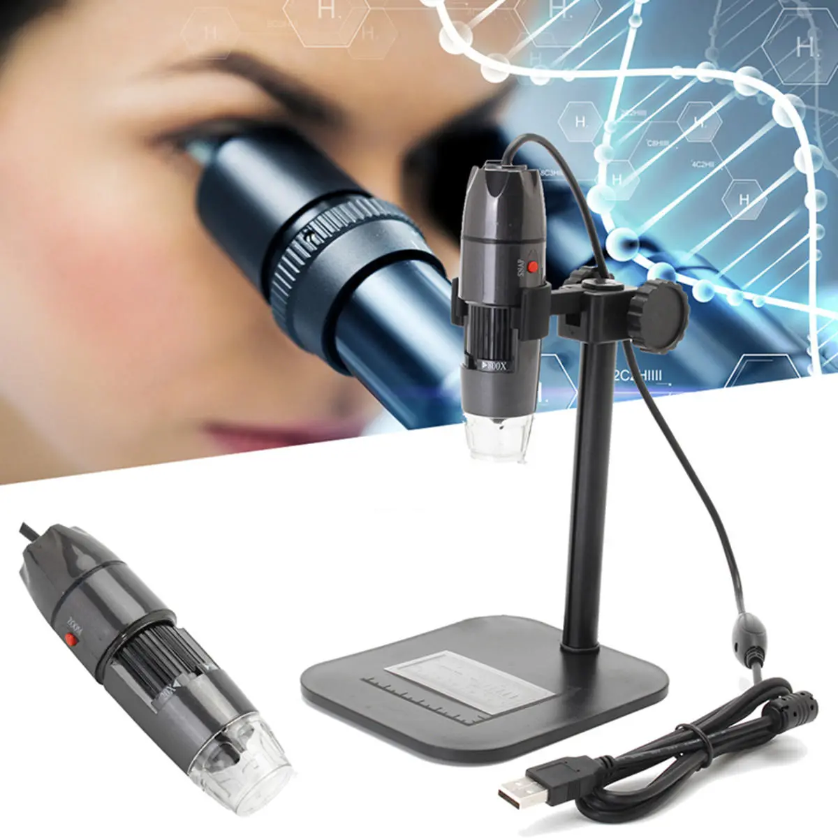 20-800X USB Digital Microscope - Portable Lab Video Camera & Magnifier