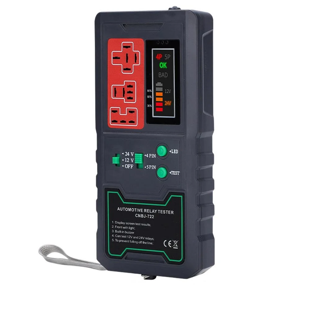 Jit Car Relay Tester 12V/24V with LED Screen | 4pin/5pin Tool & Large Battery
