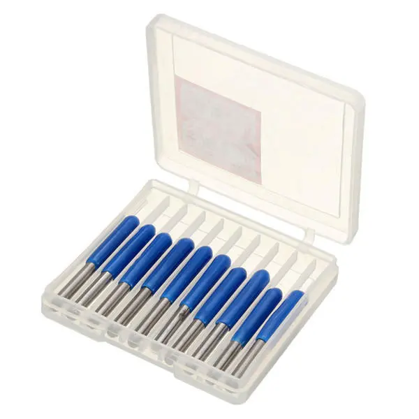 Carbide PCB Engraving Bits - 10pcs 60 Degree 0.3mm Tip | CNC Router End Mill