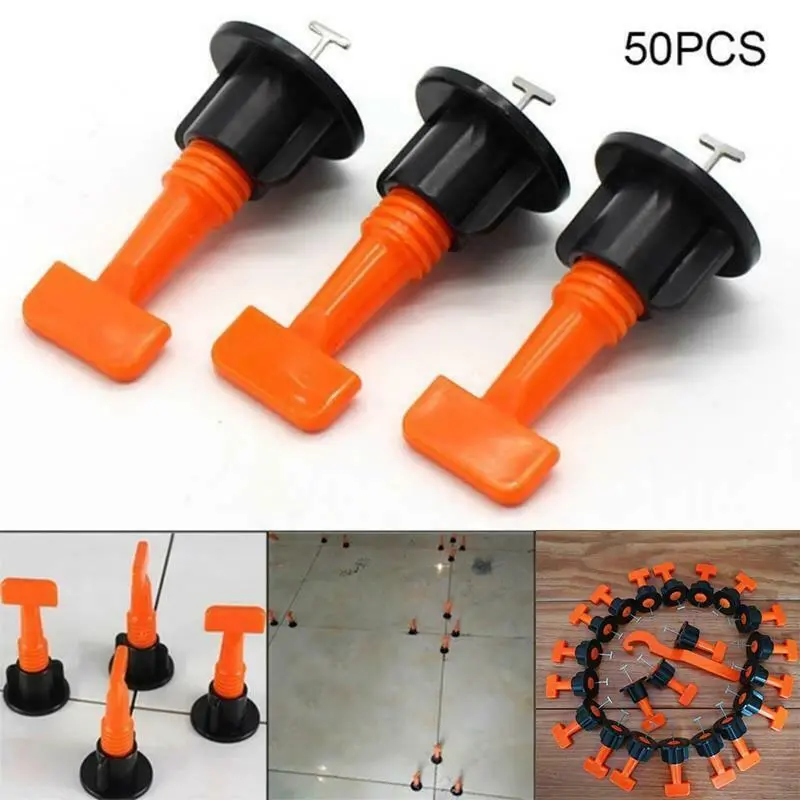 50Pcs Reusable Anti-Lippage Tile Leveling System - Tile Spacers & Locator Tool