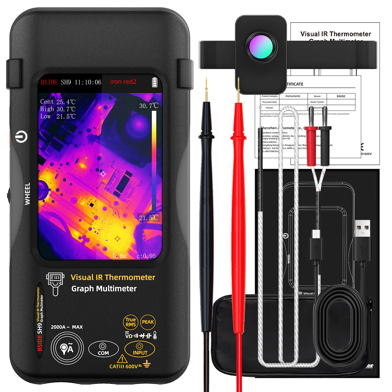 BSIDE SH9A Visual Thermal Imager Multimeter | 320x428 IR Camera | 3.98 Touchscreen
