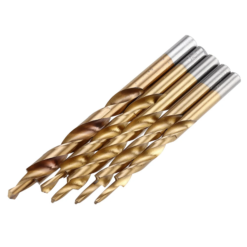 Drillpro 5Pcs Titanium Step Drill Bits | For Pocket Hole Jig & Woodworking