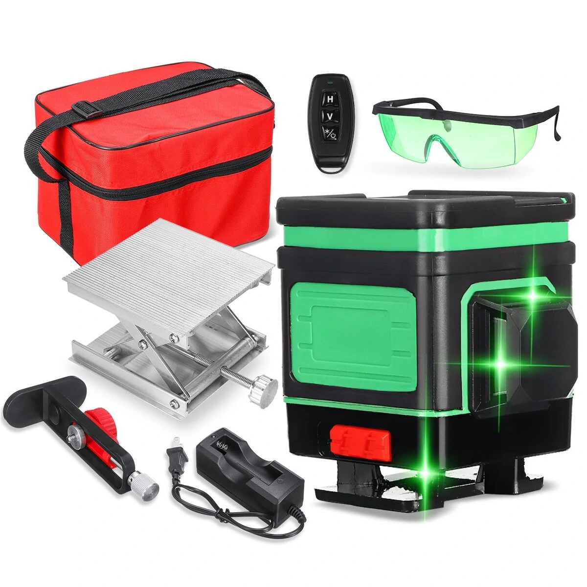 3D Green Laser Level 12 Lines - 360° Rotary Horizontal & Vertical Cross