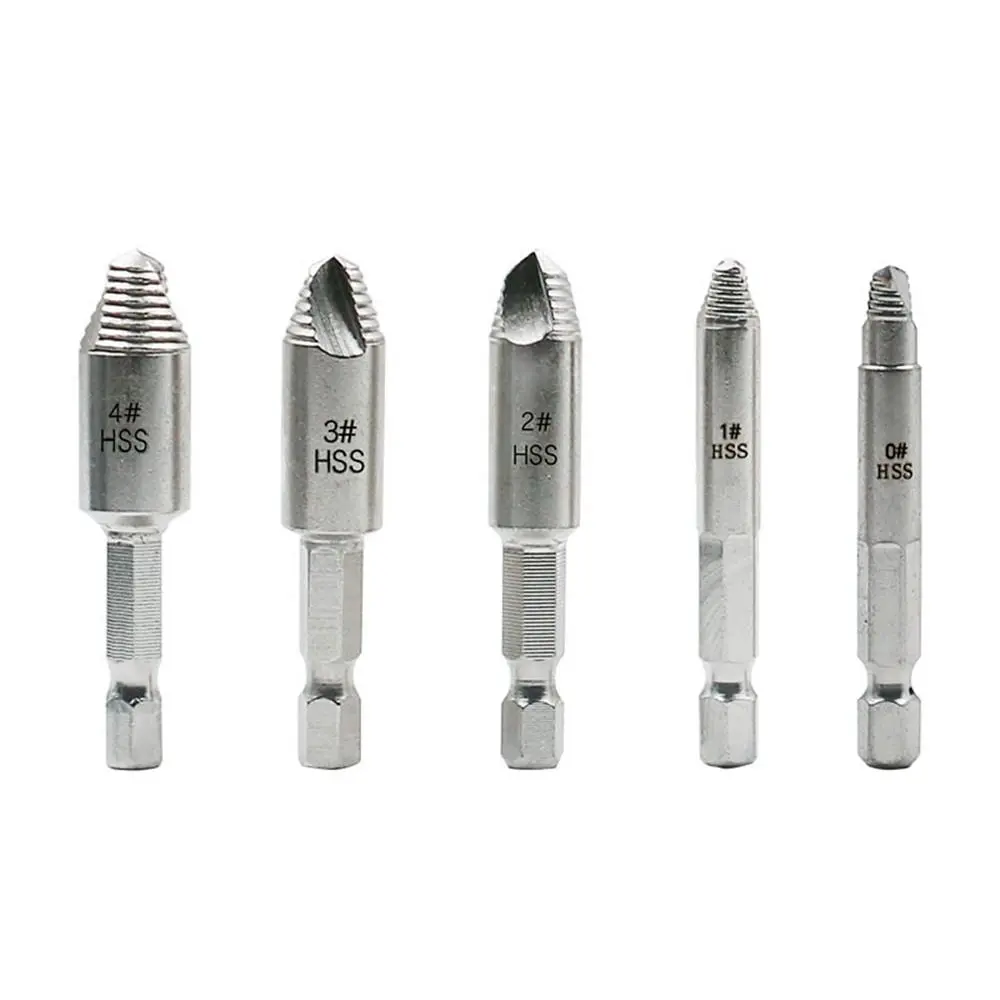 Drillpro 5Pcs Screw Extractor Set | Damaged Stripped Broken Screw Remover Tool