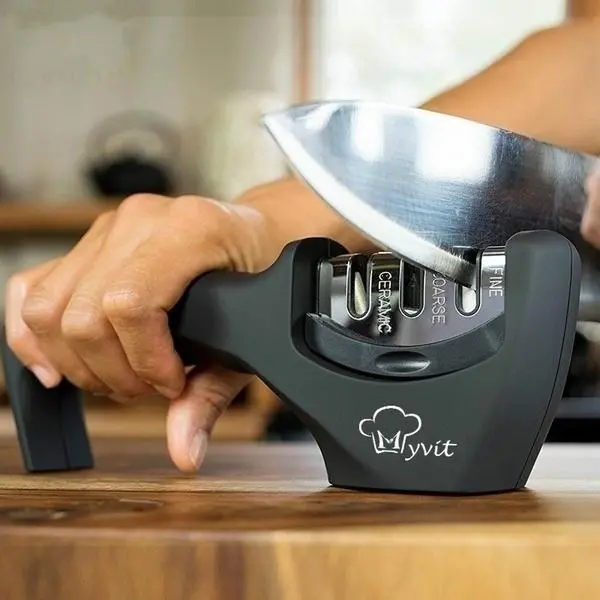 Knife Sharpener 3 Stage - Professional Sharpening Stone with Tungsten Diamond & Ceramic