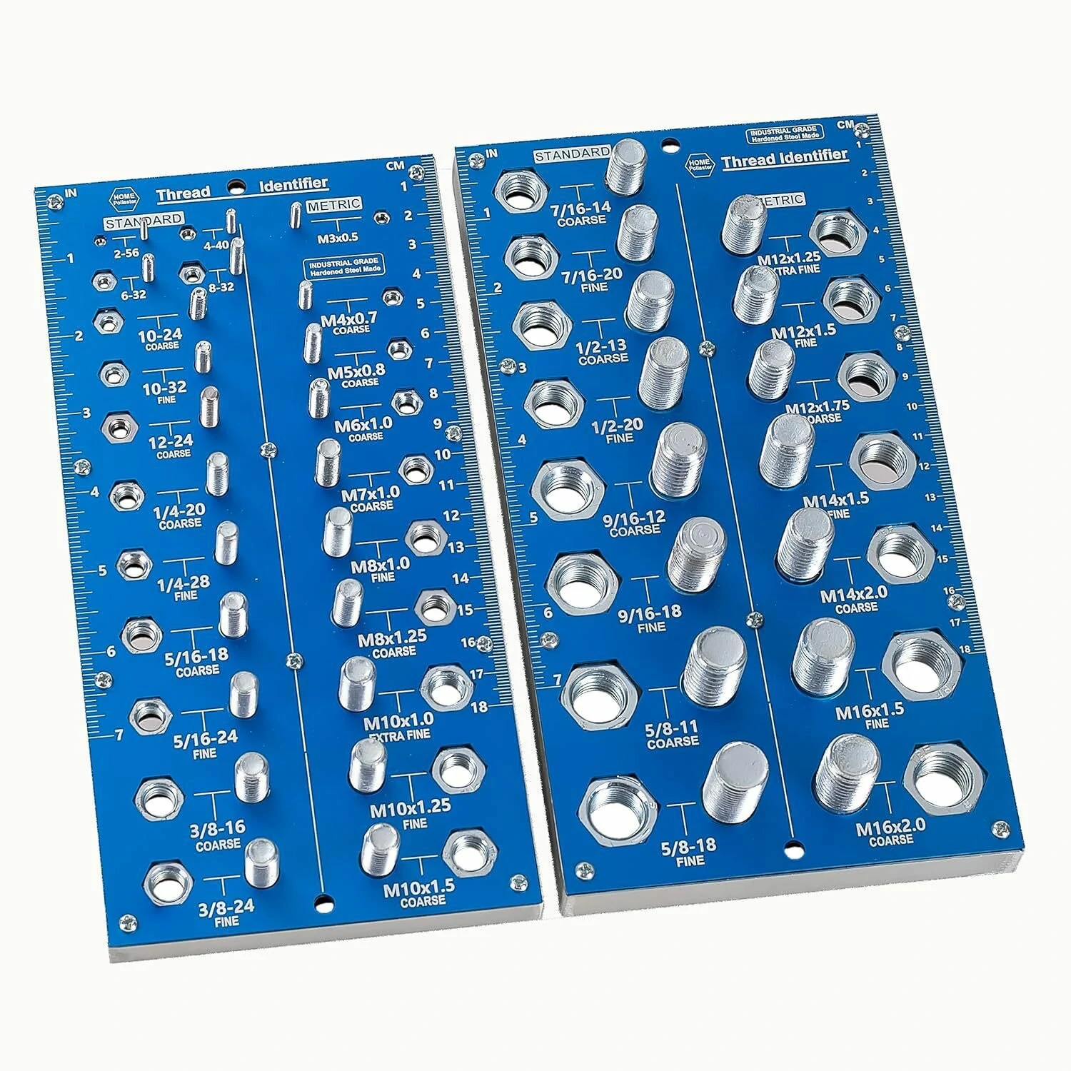 38 2-in-1 Nut & Bolt Thread Checker Gauge | Standard & Metric Sizes with Ruler