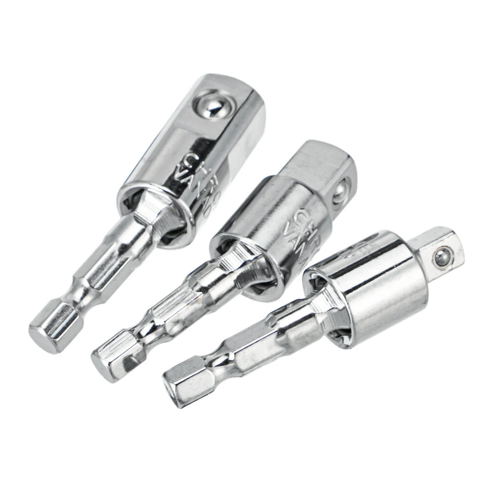 3Pcs Universal Square Head Adapter - 1/4 3/8 1/2 Inch 360 Rotating Sleeve Rod