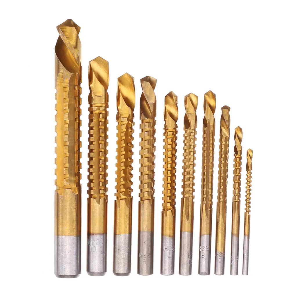 Drillpro 10pcs HSS Titanium Drill Bit Set | 3-13mm for Wood & Metal