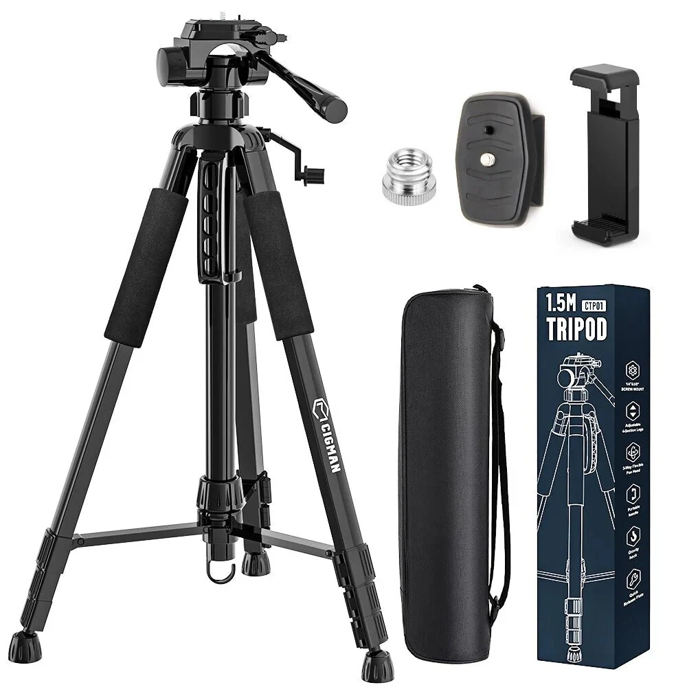 CIGMAN CTP01 Laser Level Tripod | 1.5M Height 360 Rotation | 3-Way Pan Head