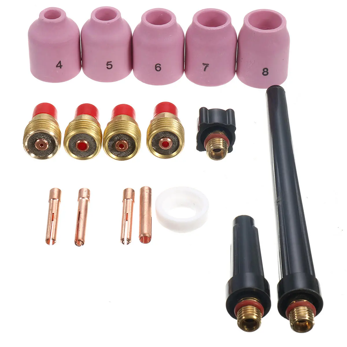 17 PCS TIG Welding Gas Lens Kit | 0.04-1/8 Tungsten | For 9/20/25 Torch