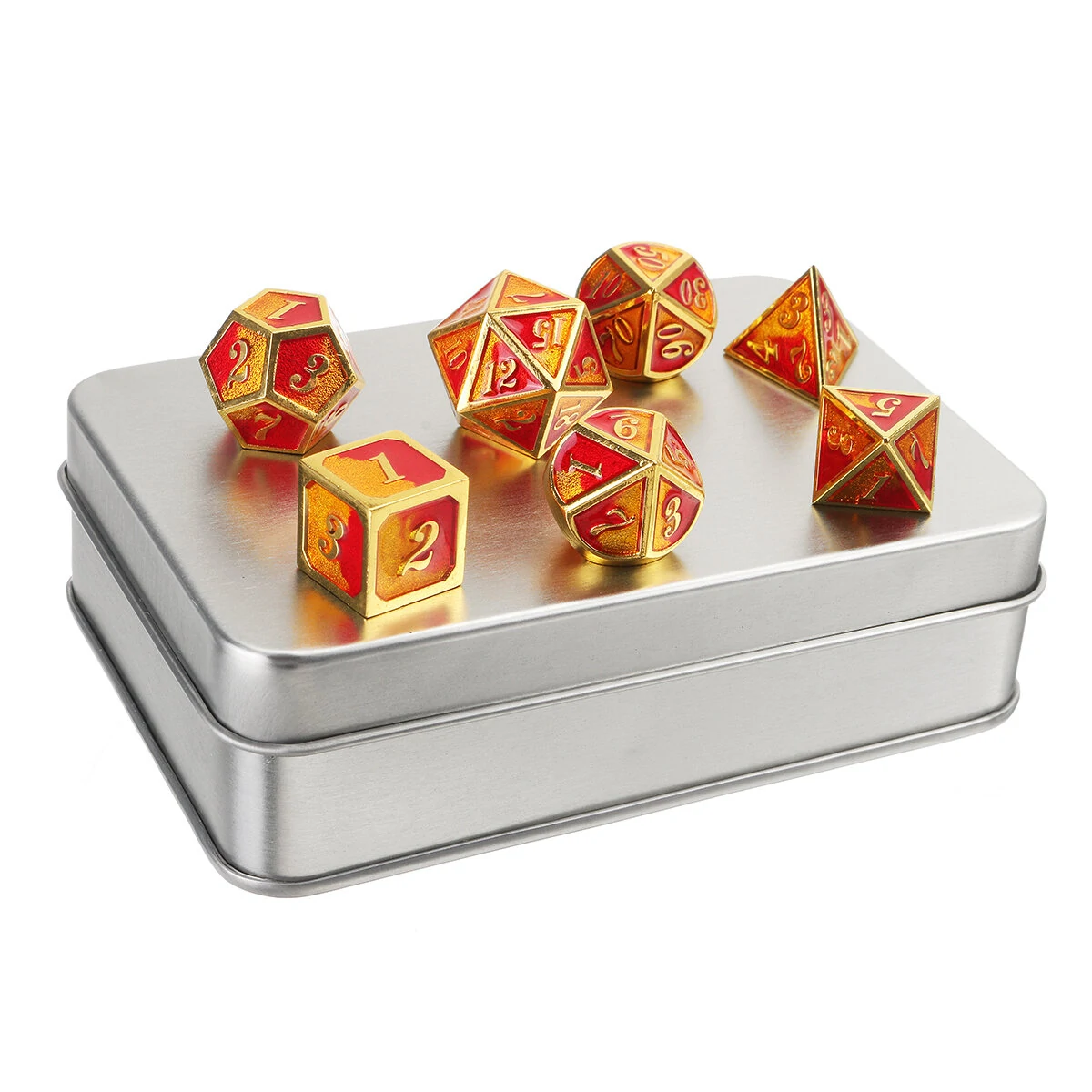 Creative Metal Multi-faced Dice Set - 7PCS Polyhedral D&D RPG Dice w/ Case