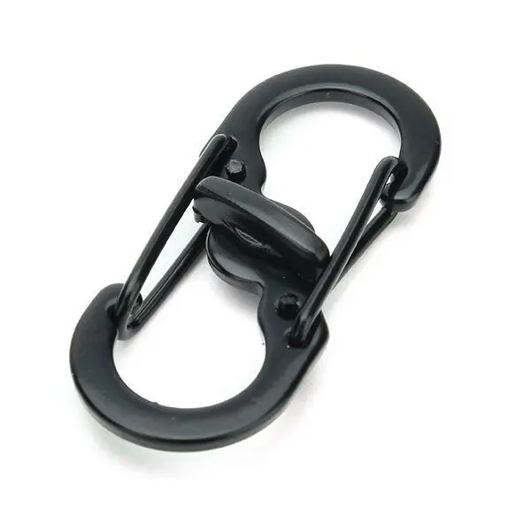 S Shape Anti Theft Carabiner Keychain - 5pcs Black Steel Clip | EDC Tool