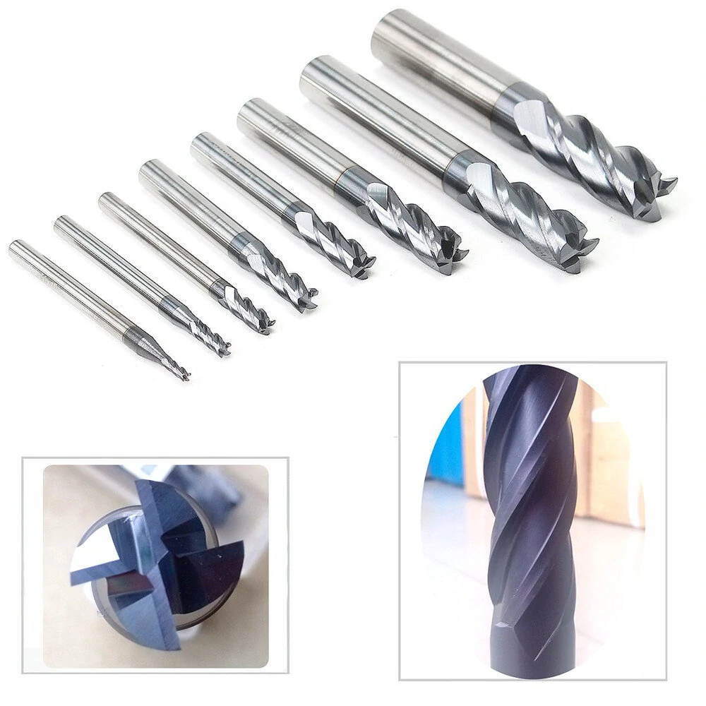 Carbide End Mill Set - 8PCS 2-12mm 4 Flute | Tungsten Steel CNC Milling Cutter