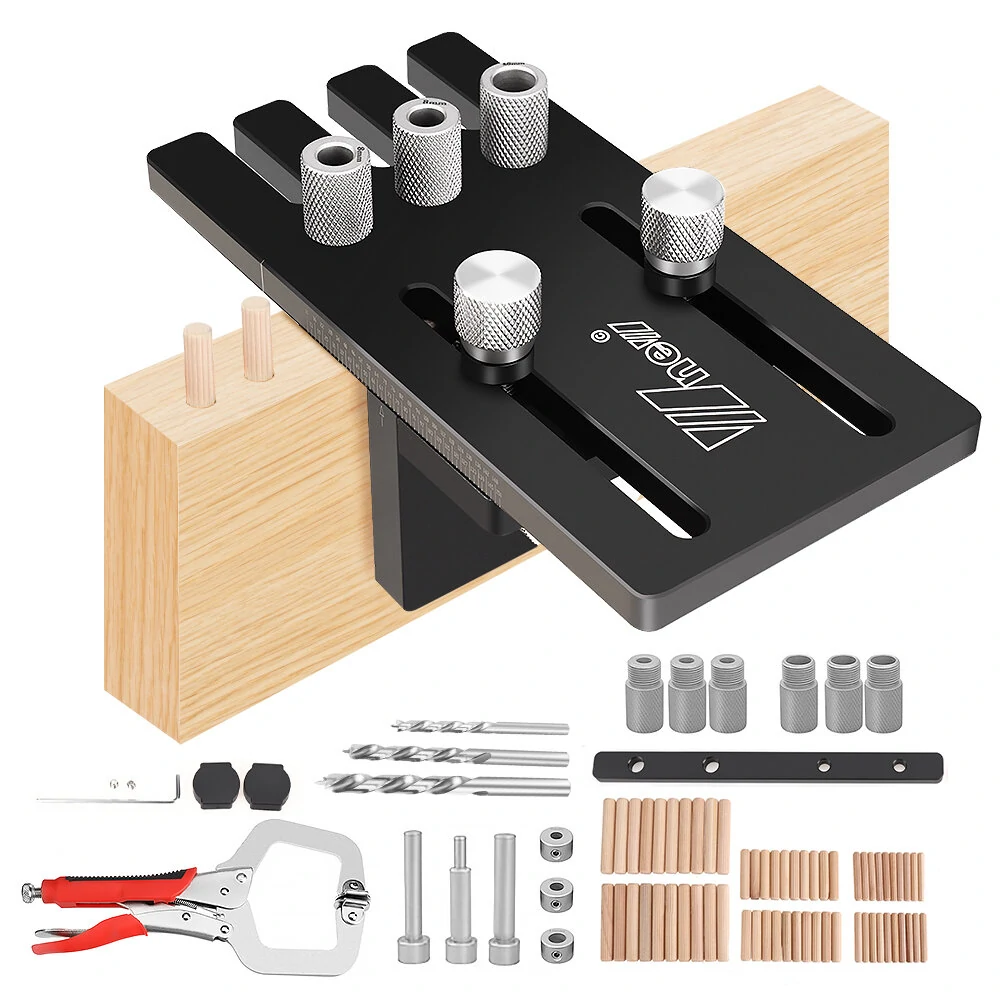 Wnew Doweling Jig Kit - Aluminum Alloy Drill Guide with 0.25mm Precision for Woodworking | Includes Drill Bits