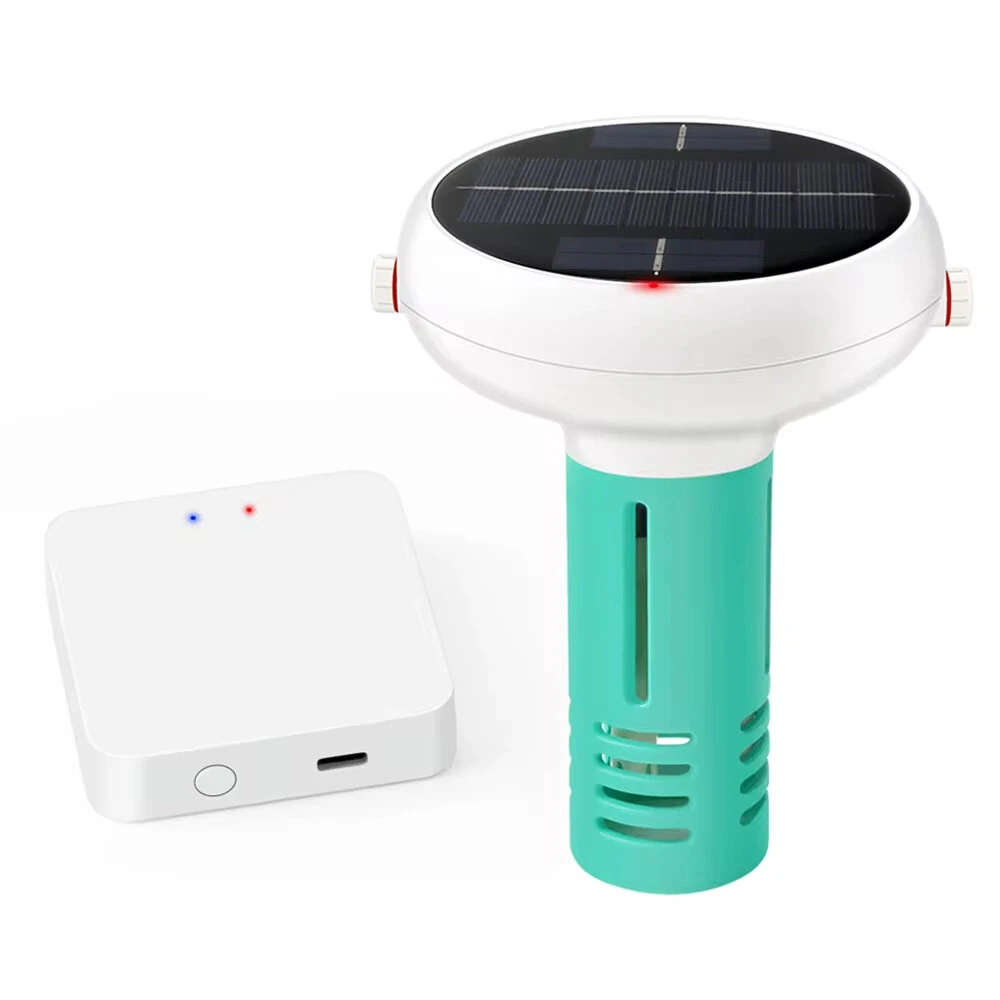 Tuya Zigbee WiFi Pool Water Tester - 7-in-1 pH Chlorine Salinity Monitor | Solar USB