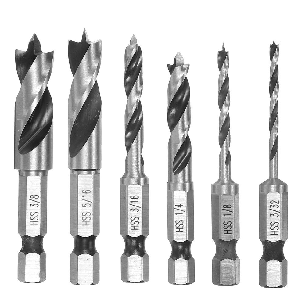 HSS 4241 Stubby Drill Bit Set - 6pcs 1/4 Inch Quick Change Hex Shank