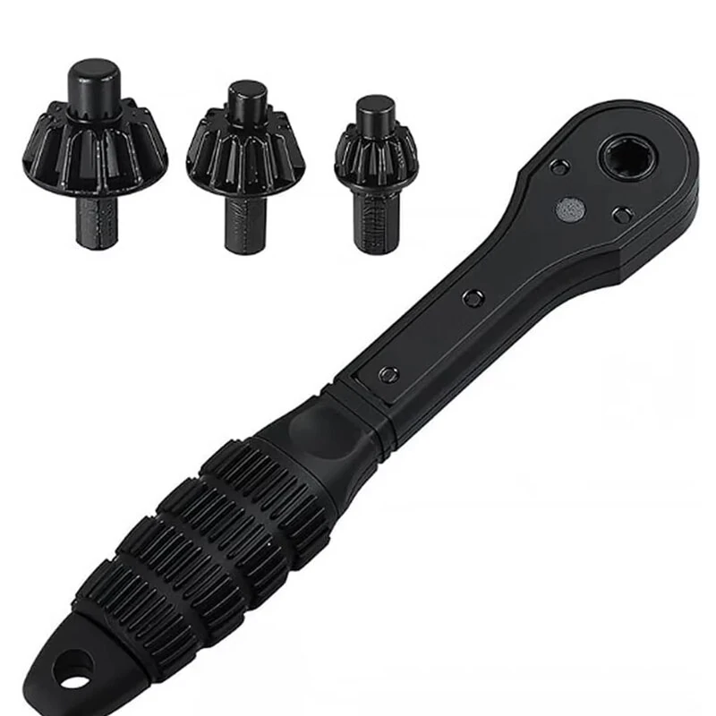 Universal Ratchet Drill Chuck Key - 3 Socket Sizes 1.5-16mm - 45 Steel Rubber Handle